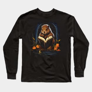 Beaver Reads Book Long Sleeve T-Shirt